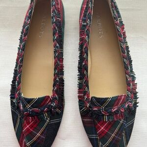 Talbots Woman's Red Plaid Flats Dress Shoes Size 9.5M